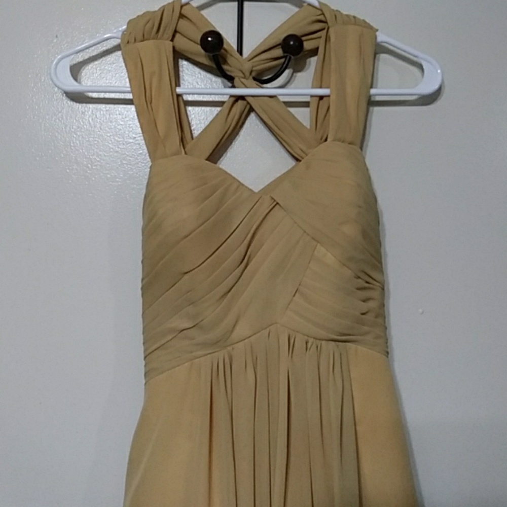 Golden Mustard Chiffon Formal Dress